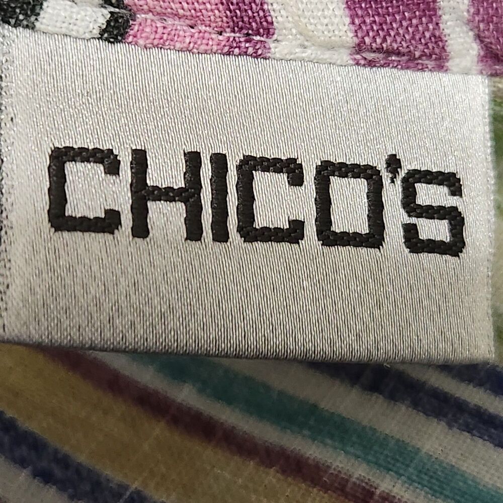 Chicos Linen Dress Size 1 (Small) Striped Pattern Front Buttons - Picture 10 of 12